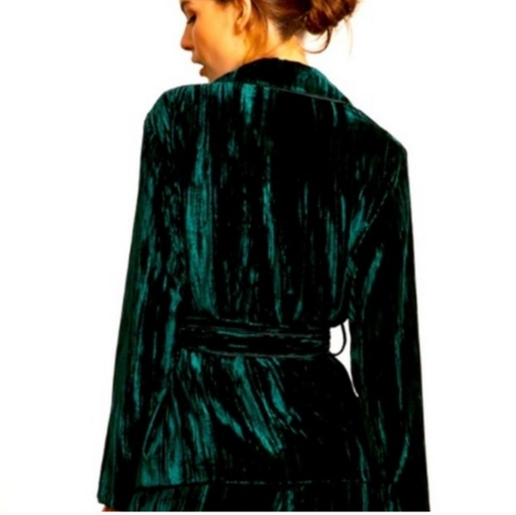 LUCY PARIS PETRA CRUSHED VELVET BLAZER, GREEN L - Picture 3 of 15
